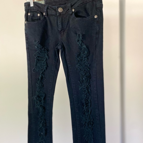 Machine Black Mid-rise Extremely Distressed Skinny Jeans - Picture 3 of 9